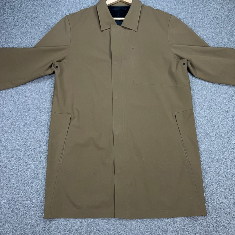 Lululemon Drivers Trench Coat Men's Large Brown Water Repellant Overcoat Outdoor - Picture 2 of 16